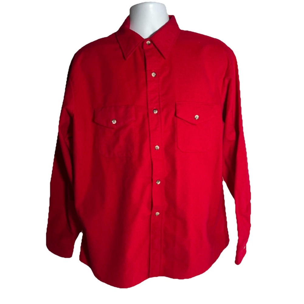 Vintage 1980s SEARS FIELDMASTER‎ Red Flannel Guide Shirt MADE IN USA Size XL